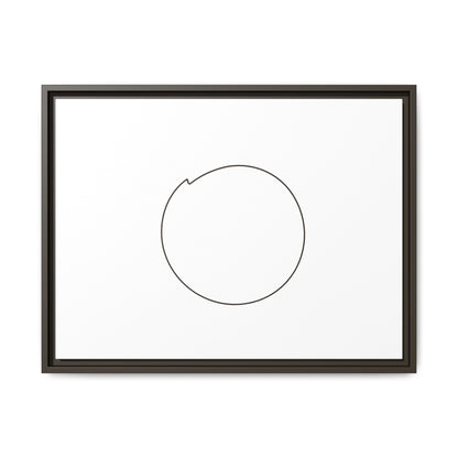 Framed matte canvas wall art featuring a minimal circular line design, ideal for modern home decor by Printify.