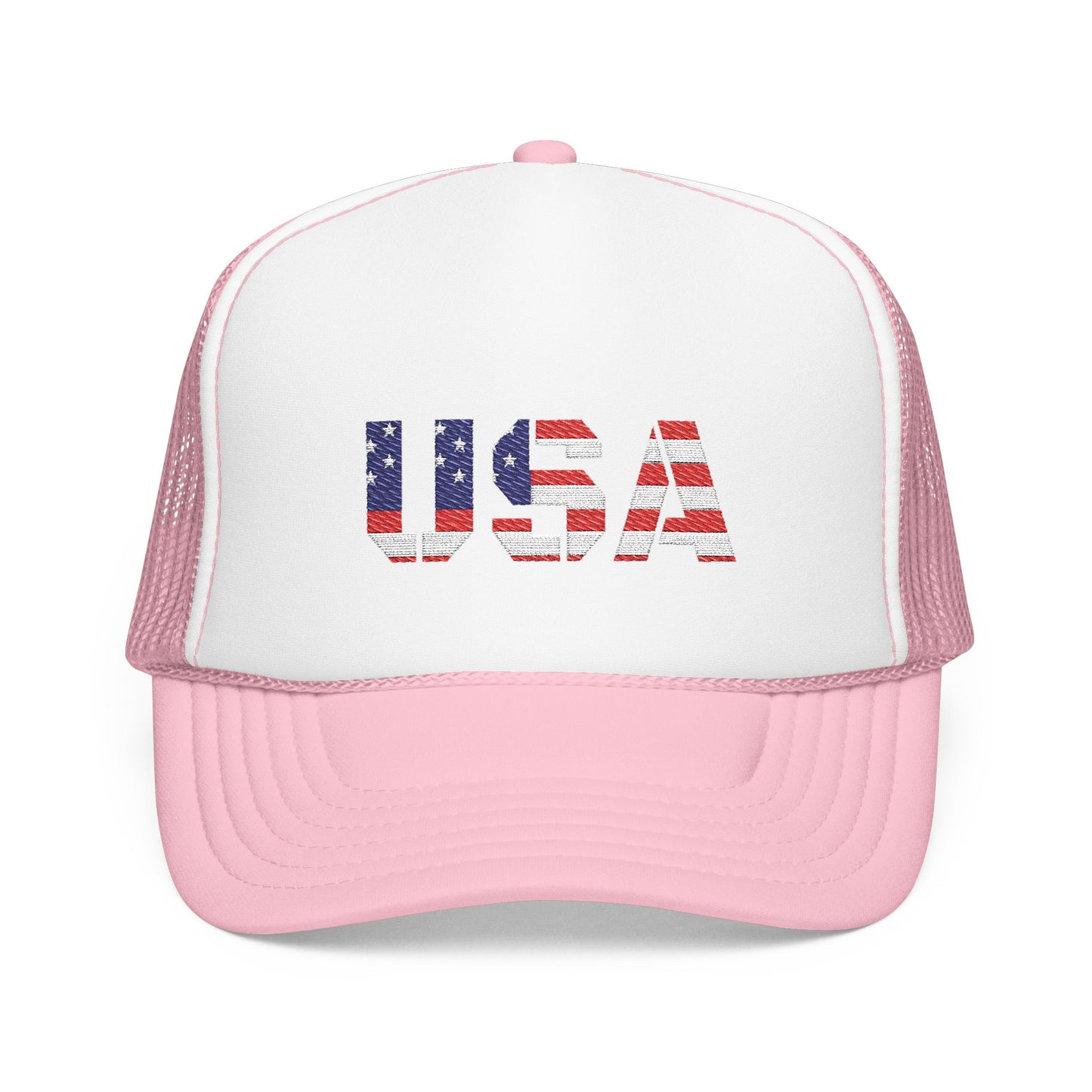 USA Flag Embroidered Foam Trucker Hat, Patriotic Cap, Red Mesh Hat, Summer Outdoor Gear, Festival Accessory, July 4th Gift - TRV