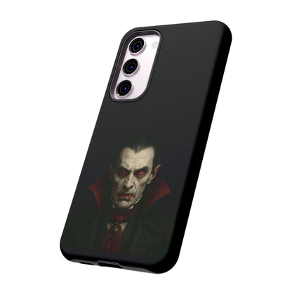 Gothic vampire portrait phone case for iPhone featuring Dracula horror design, made by Printify.
