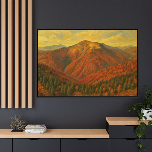 Autumn Mountain Matte Canvas Framed Wall Art