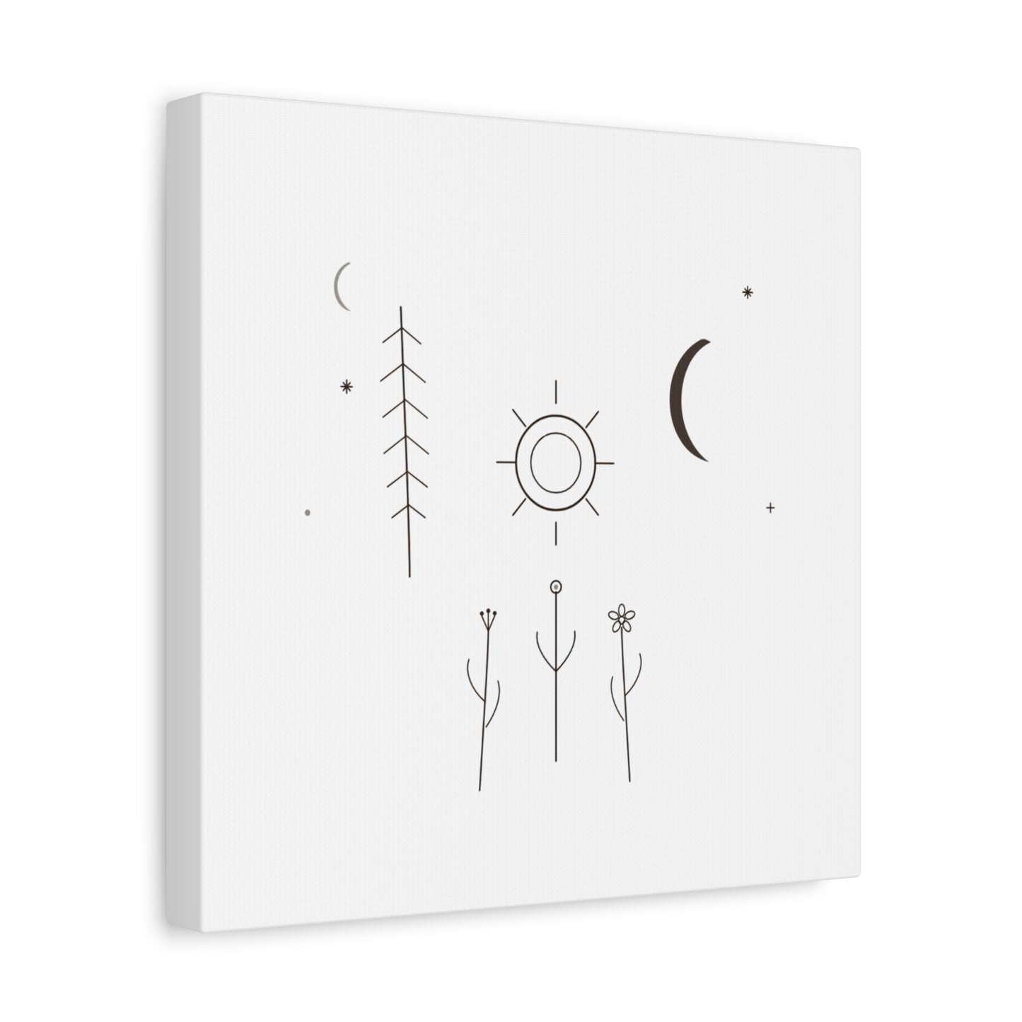 Minimal Sun Moon Botanical Canvas | Stretched Matte Wall Art