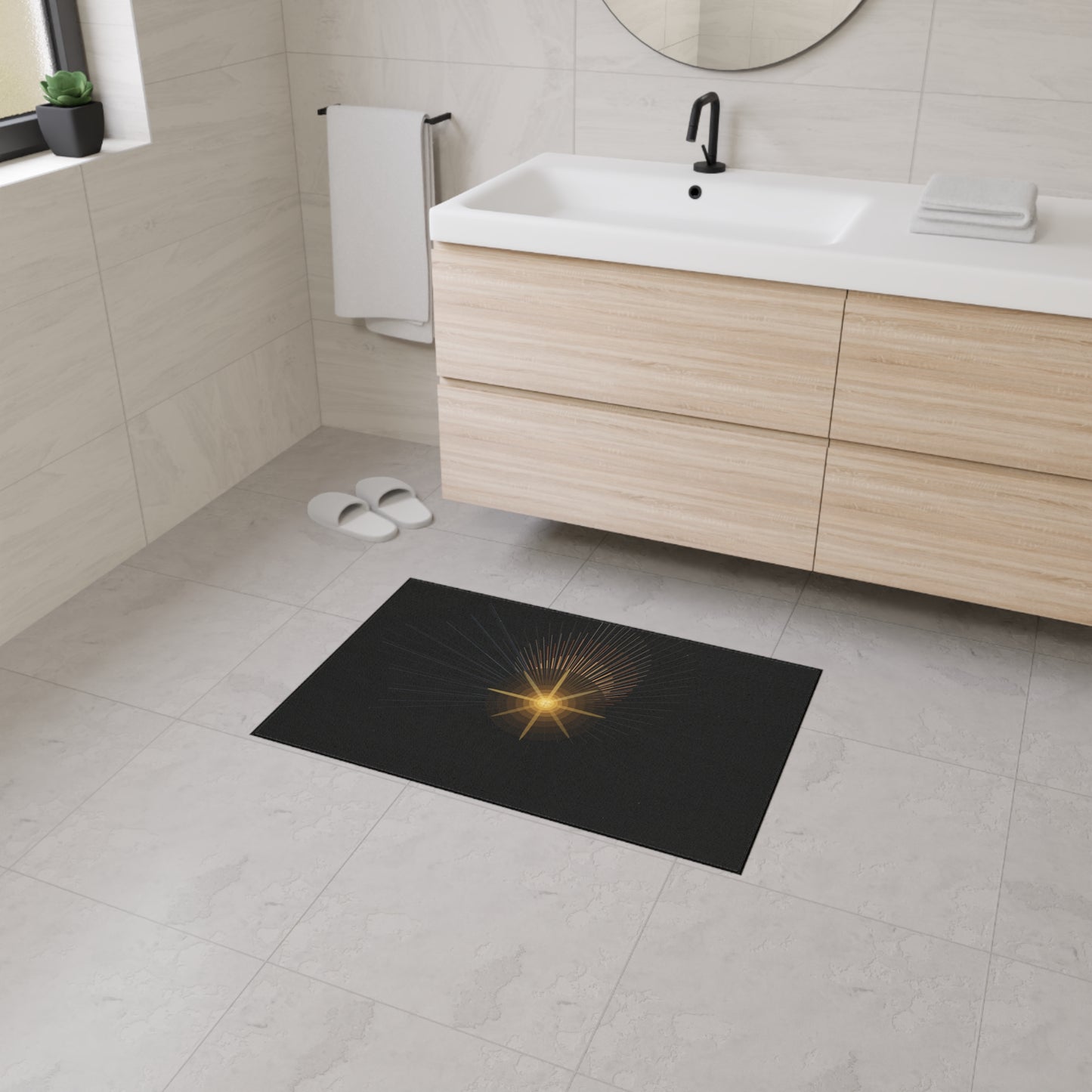 Radiant Star Burst Floor Mat | Black Entrance Rug - TRV