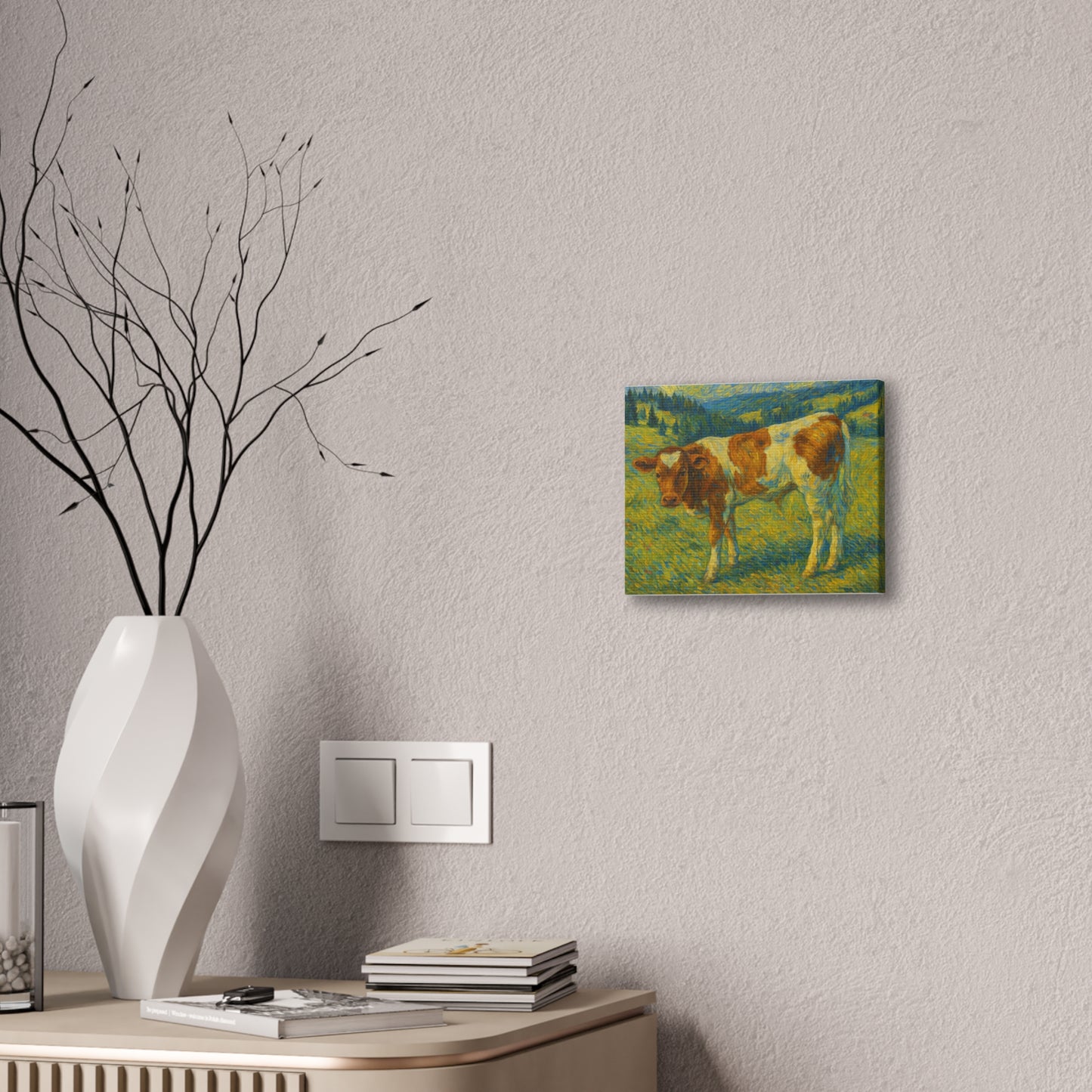 Cow Art Canvas Print, Rustic Farmhouse Decor, Animal Lover Gift, Country Wall Art, Thoughtful Homewarming - TRV