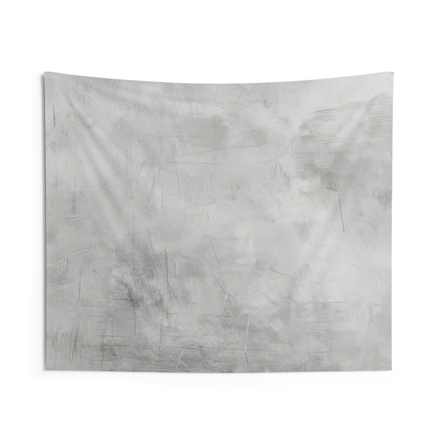 Gray modern minimalist wall tapestry with boho design, hanging on a wall for stylish home decor.