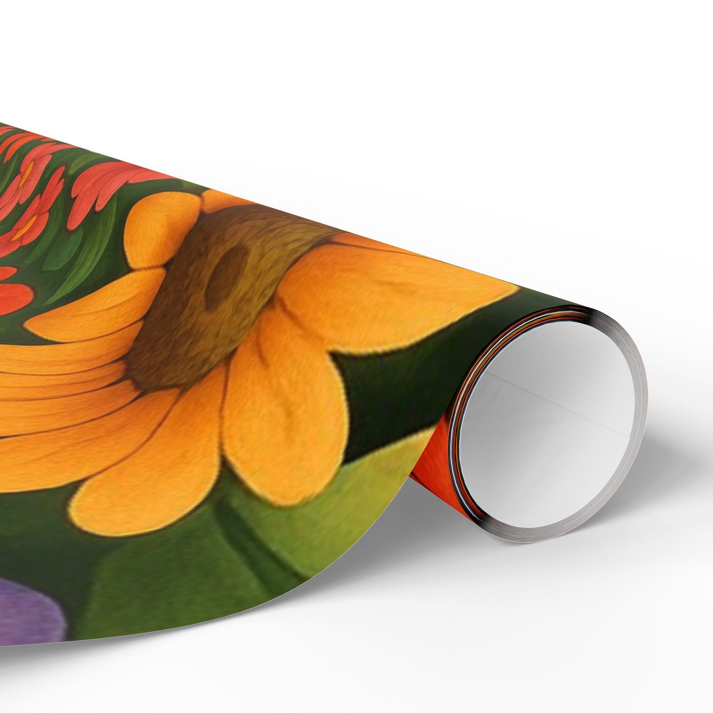 Floral Folk Art Wrapping Paper Roll — Bright Vintage Flower Gift Wrap