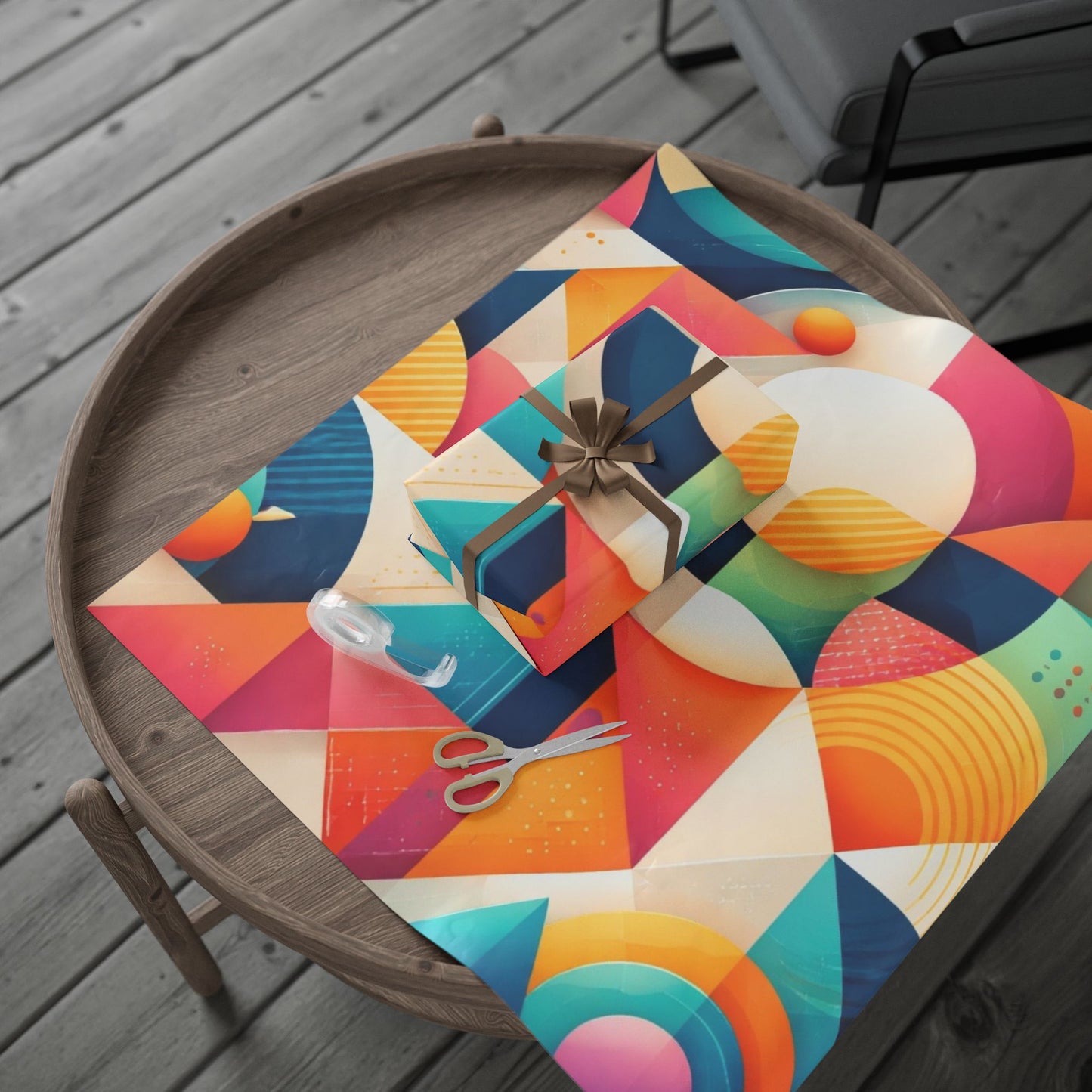 Geometric Colorwave Wrapping Paper Roll — Vibrant Abstract Gift Wrap