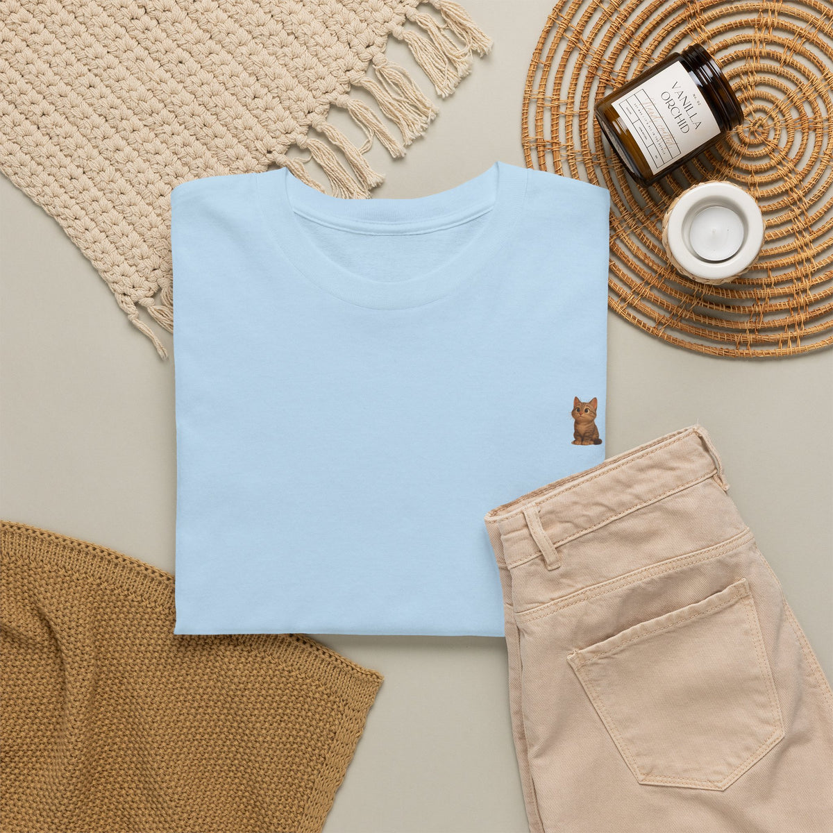 Brown kitten graphic on a comfy cat lover T-shirt by Printify, perfect for feline fans and casual wear.