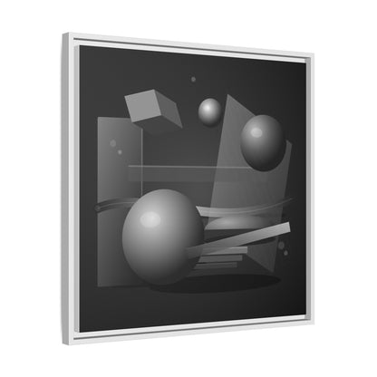 Monochrome Geometric Spheres Canvas Framed Wall Art | Matte Print