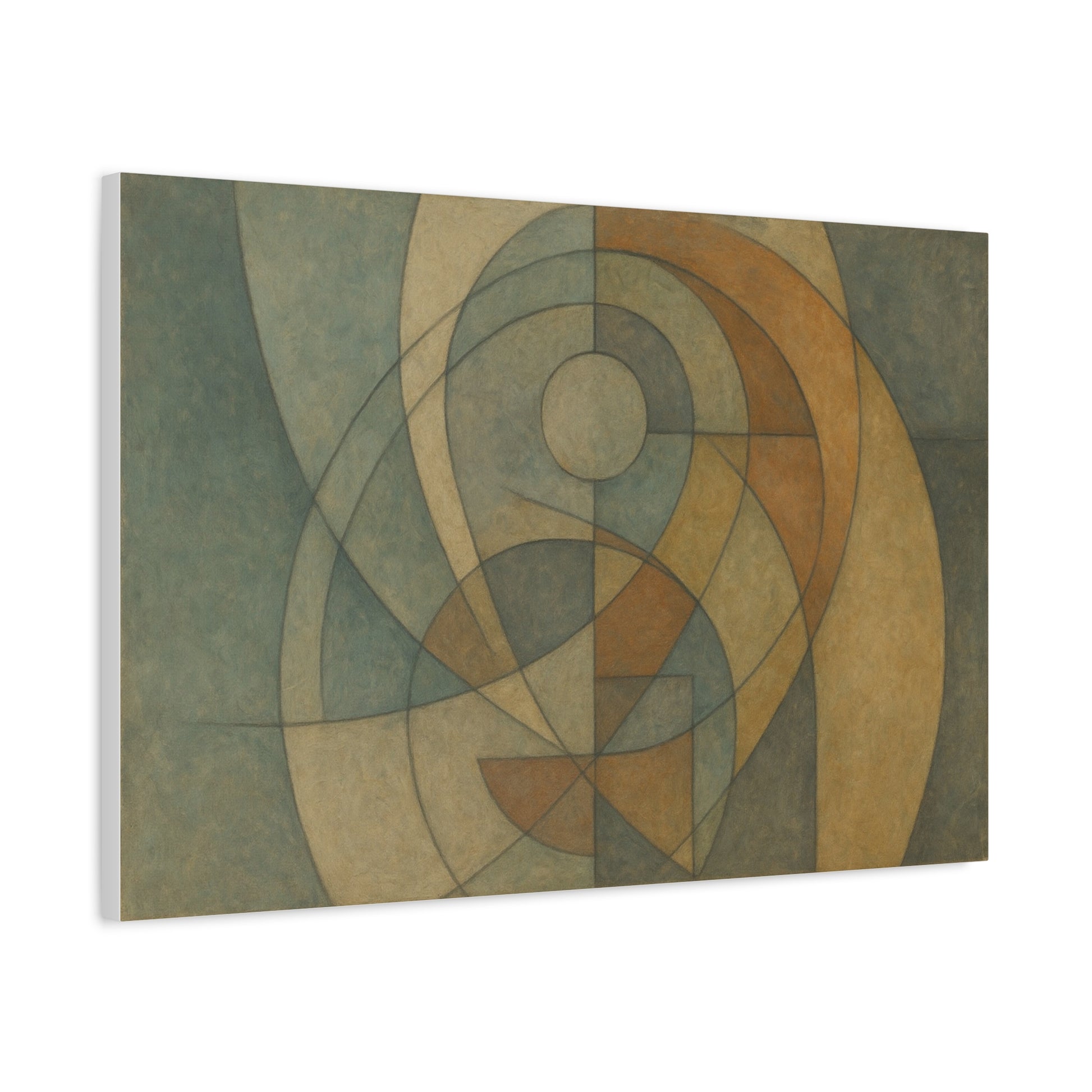 Abstract geometric circles on a matte canvas print by Printify, showcasing modern, colorful circle patterns on a high-quality canvas.