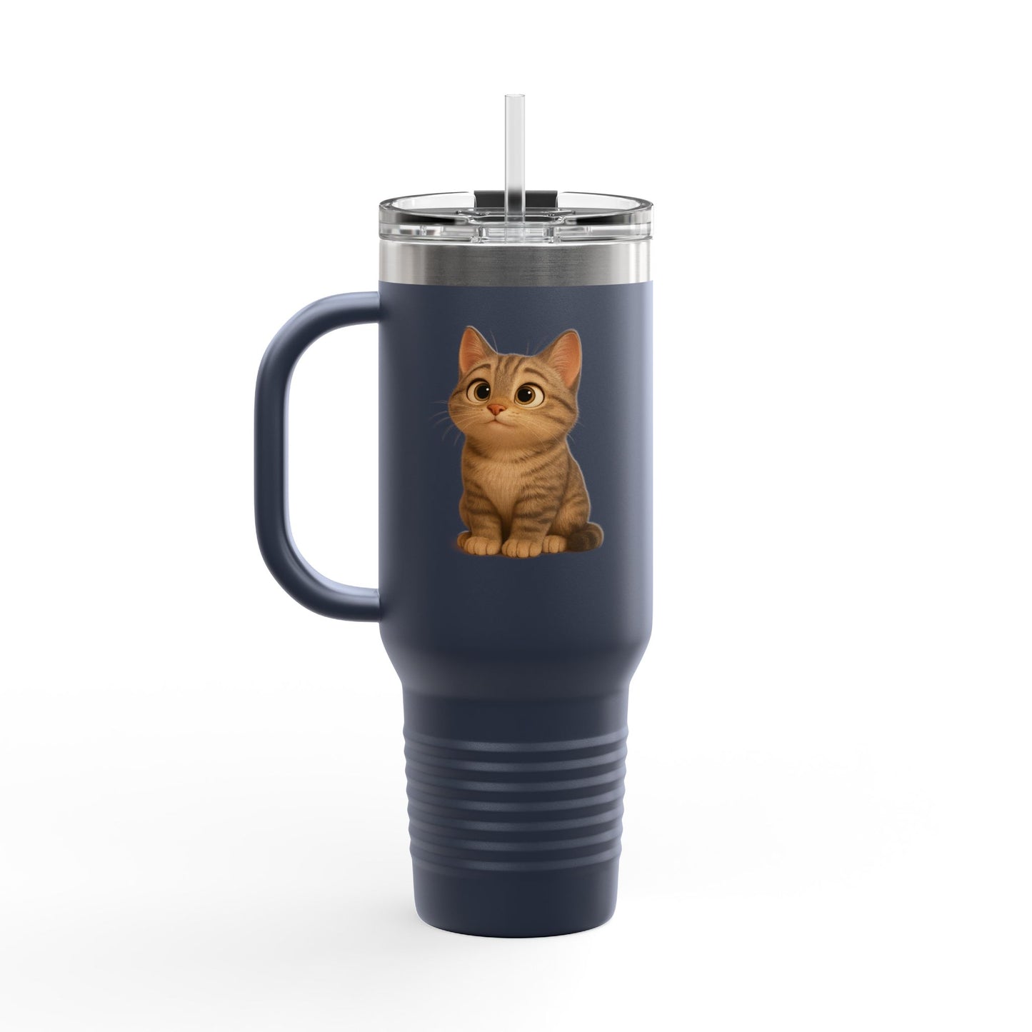 Cute Cat Insulated Travel Mug, Perfect for Pet Lovers, 40oz Coffee Cup, Travel Tumbler, Gift for Cat Lovers, Customizable Mug - TRV