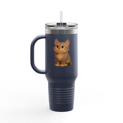 Cute Cat Insulated Travel Mug, Perfect for Pet Lovers, 40oz Coffee Cup, Travel Tumbler, Gift for Cat Lovers, Customizable Mug - TRV