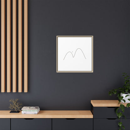 Minimalist mountain line art on framed matte canvas, modern mountain landscape wall art by Printify