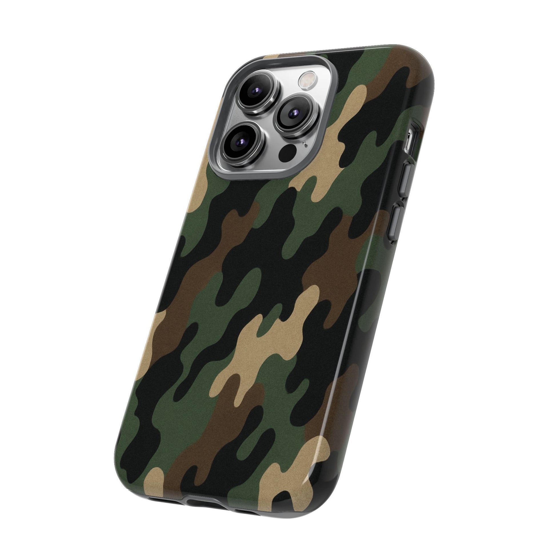 Camouflage tough phone case by Printify, rugged protective design with camo pattern for durable smartphone protection.