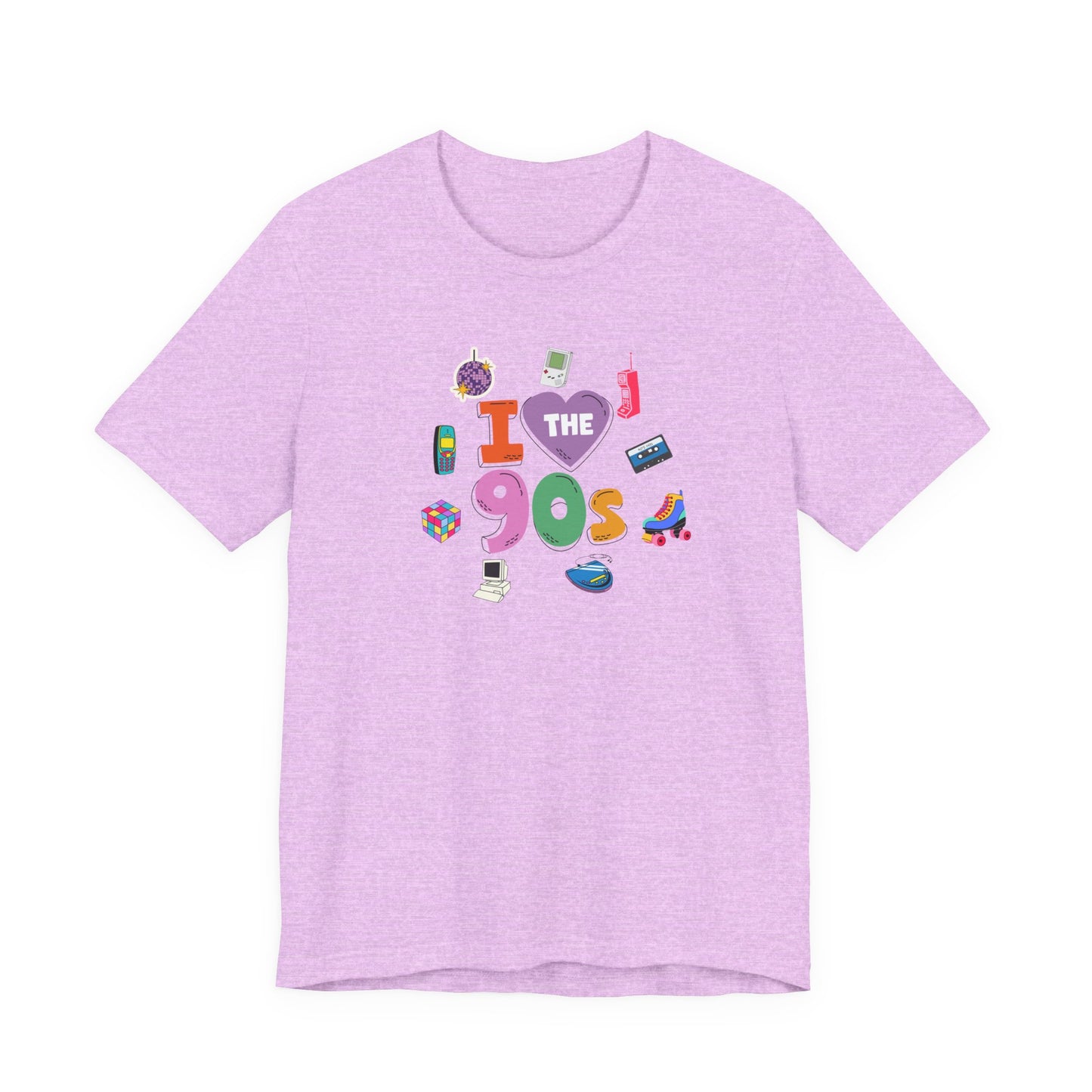 I  Love the 90's Short Sleeve Tee - Retro Graphic Tee, Vintage Style Shirt, Perfect for Casual Outings, 90s Nostalgia Apparel