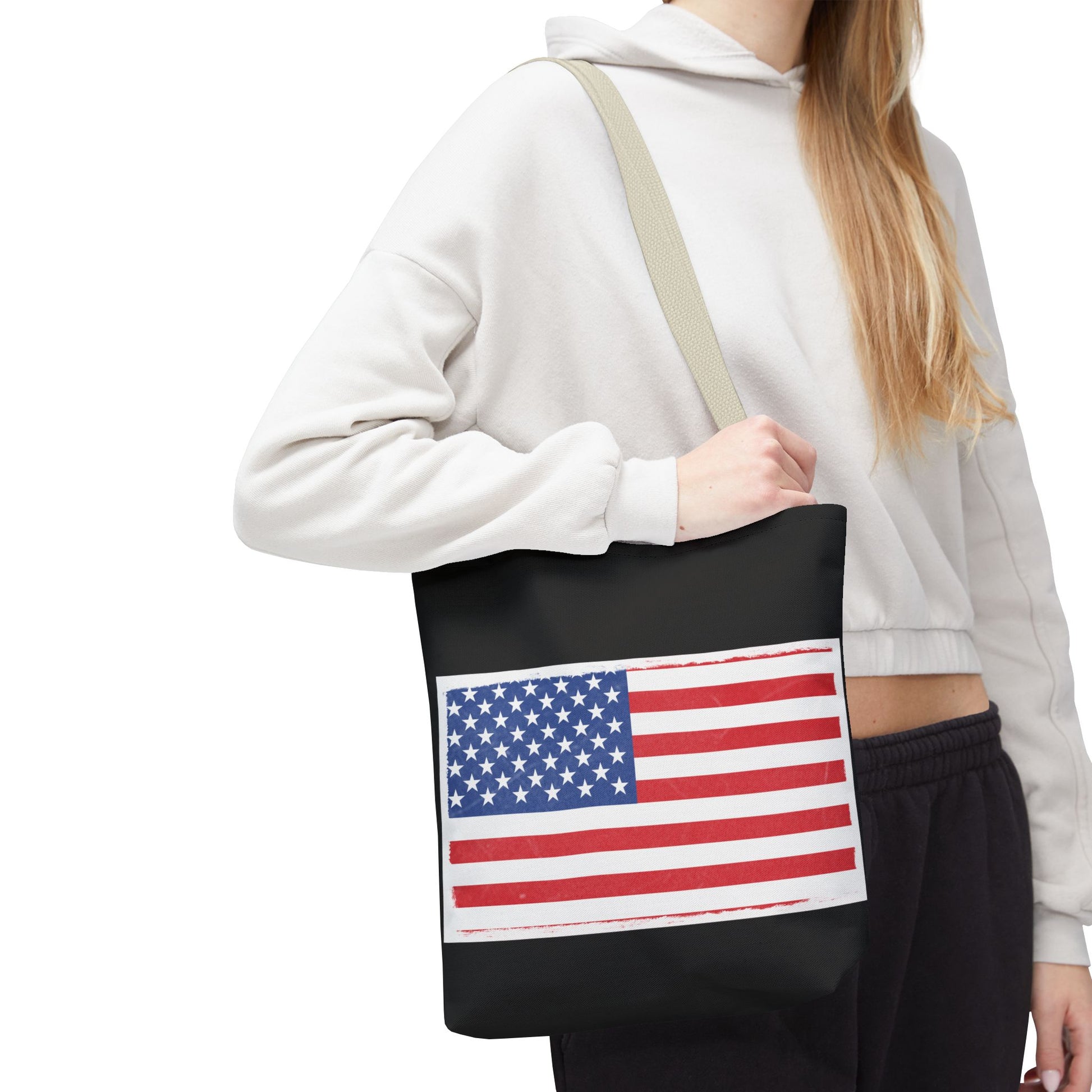 Patriotic Tote Bag, American Flag Carryall, Beach Bag, Reusable Shopping Tote, Independence Day Gift - TRV