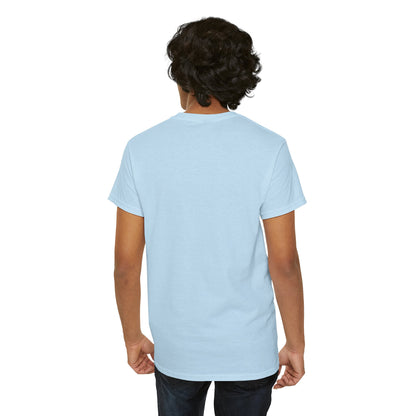 Black graphic T-shirt by Printify featuring a dripping lips design with a "hmm..." bite mark graphic on the front.