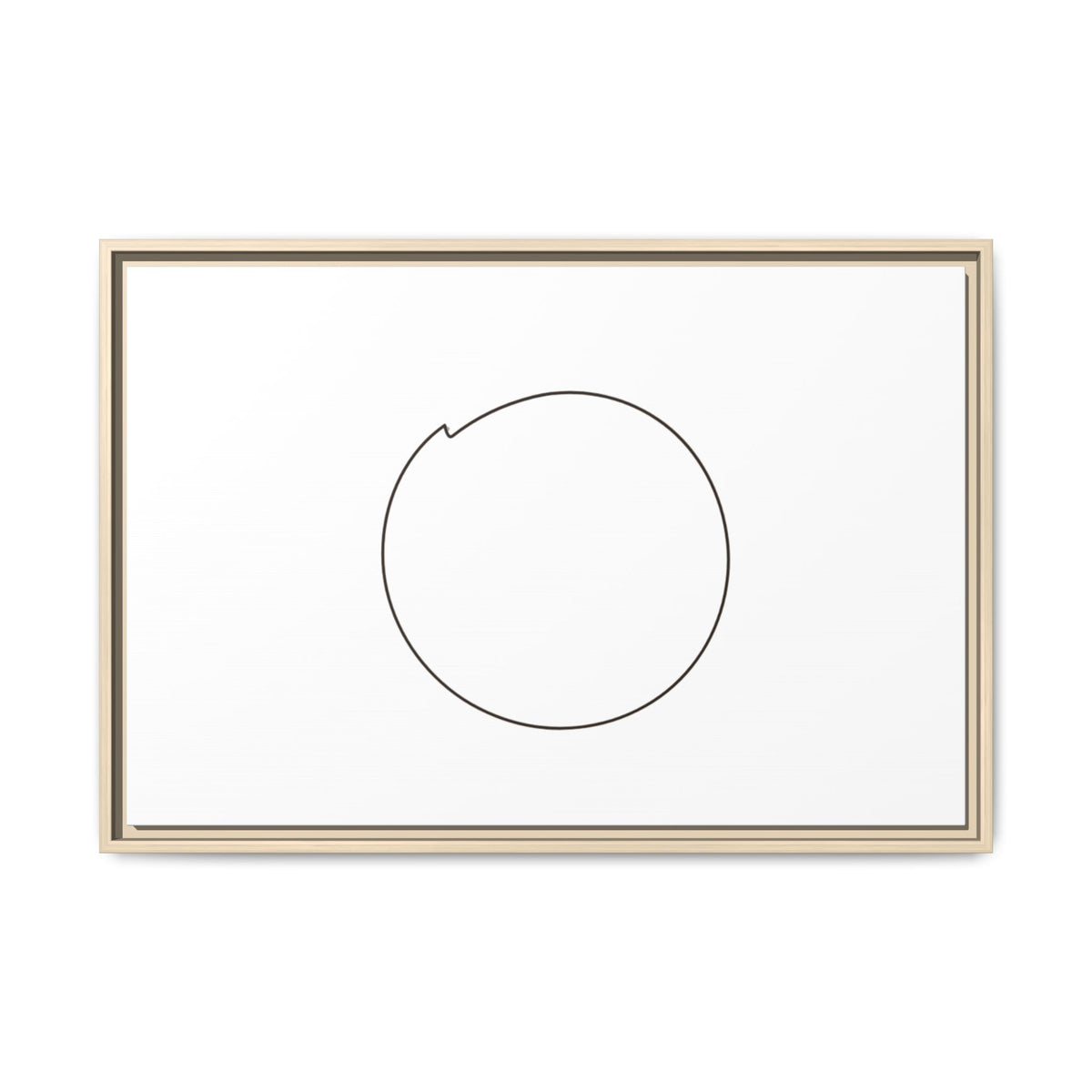Framed matte canvas wall art featuring a minimal circular line design, showcasing modern abstract artwork by Printify.