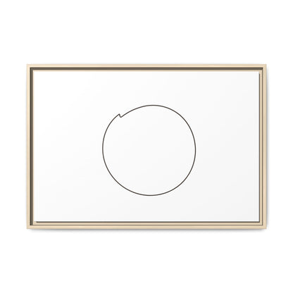 Framed matte canvas wall art featuring a minimal circular line design, showcasing modern abstract artwork by Printify.