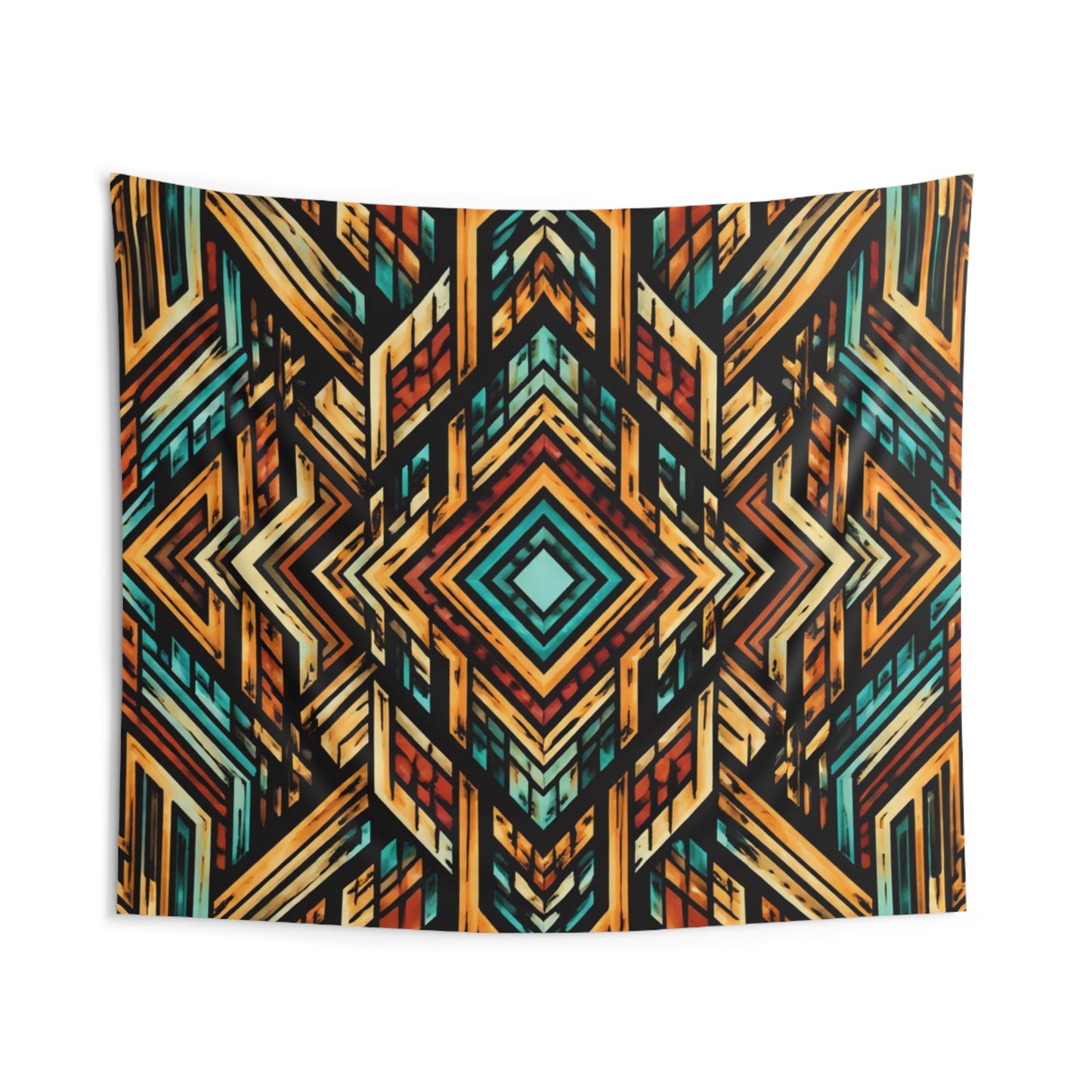 Geometric Tribal Indoor Wall Tapestry — Boho Aztec Pattern for Living Room & Bedroom