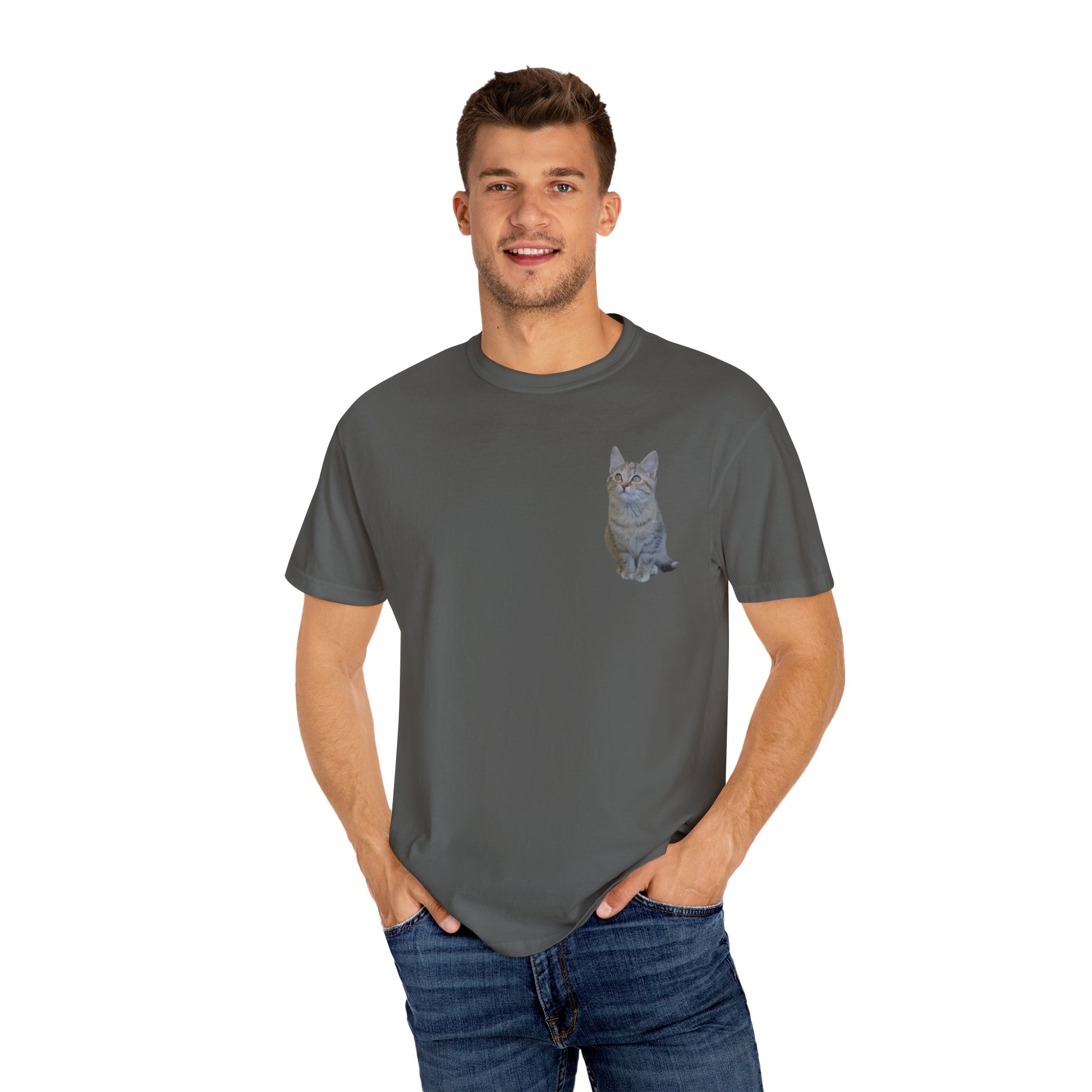 Whimsical Cat Pocket T-Shirt for Cat Lovers - TRV