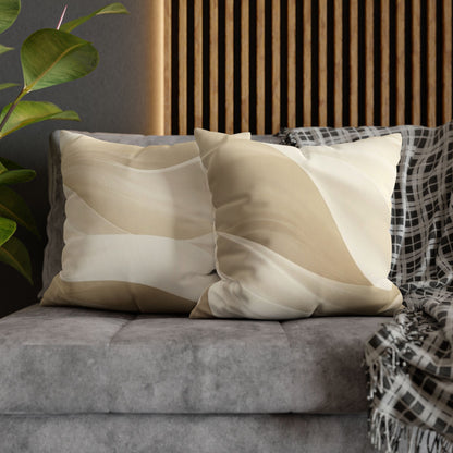 Beige Abstract Wave Pillowcase | Faux Suede Square Pillow Cover