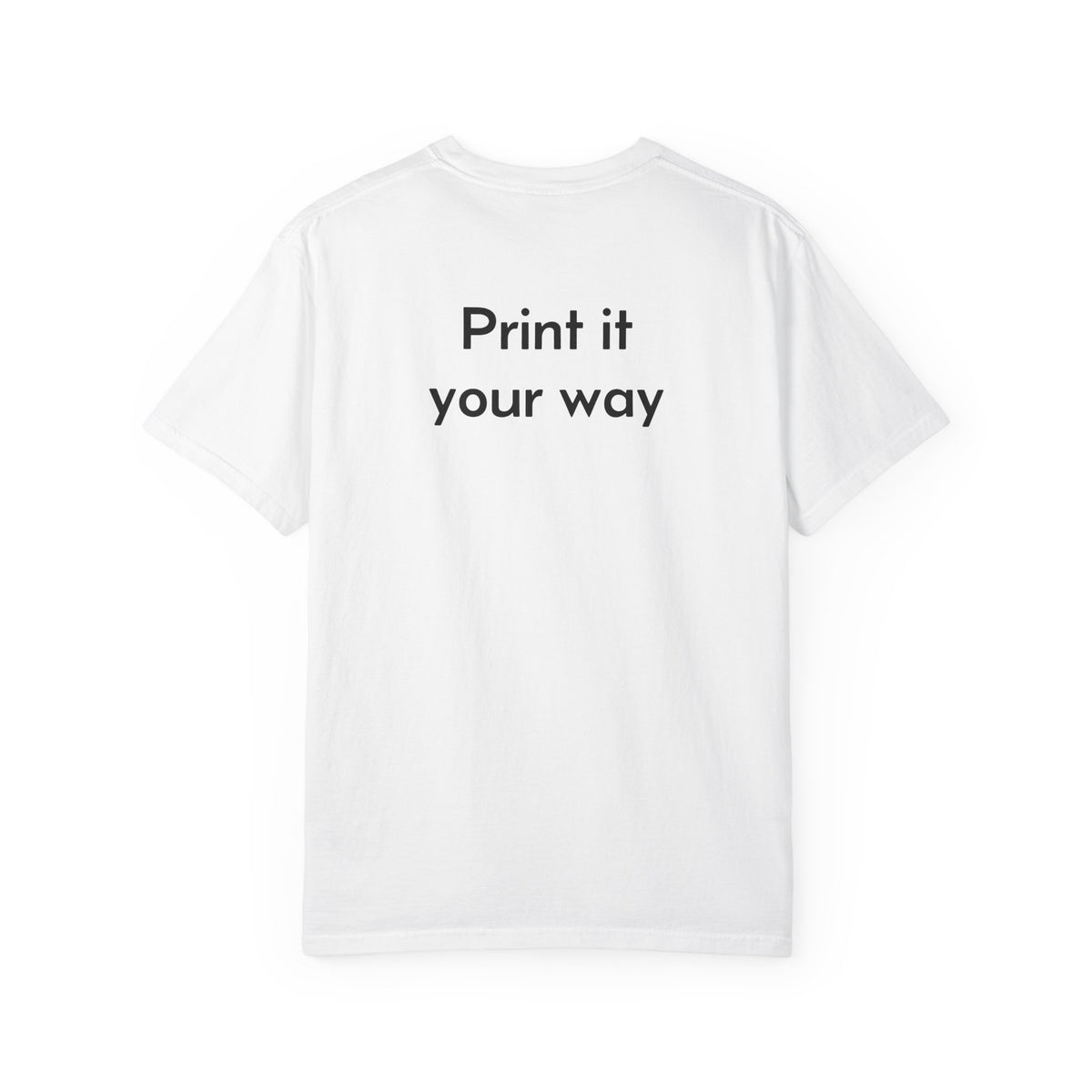 Custom garment-dyed T-shirt from Printify, showing a soft, colorful cotton tee with a relaxed fit and vibrant dye finish.
