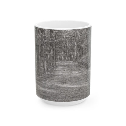 Nature-Inspired Abstract Ceramic Mug | Forest Path Design | Cozy Gift for Coffee Lovers | Home Decor | Nature Lover's Mug - TRV