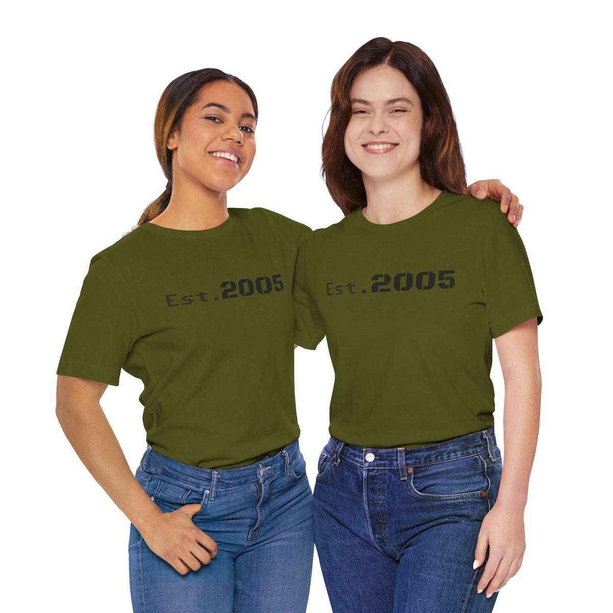 Minimalist black T-shirt with "Est. 2005" anniversary design from Printify, featuring a simple, stylish logo print.