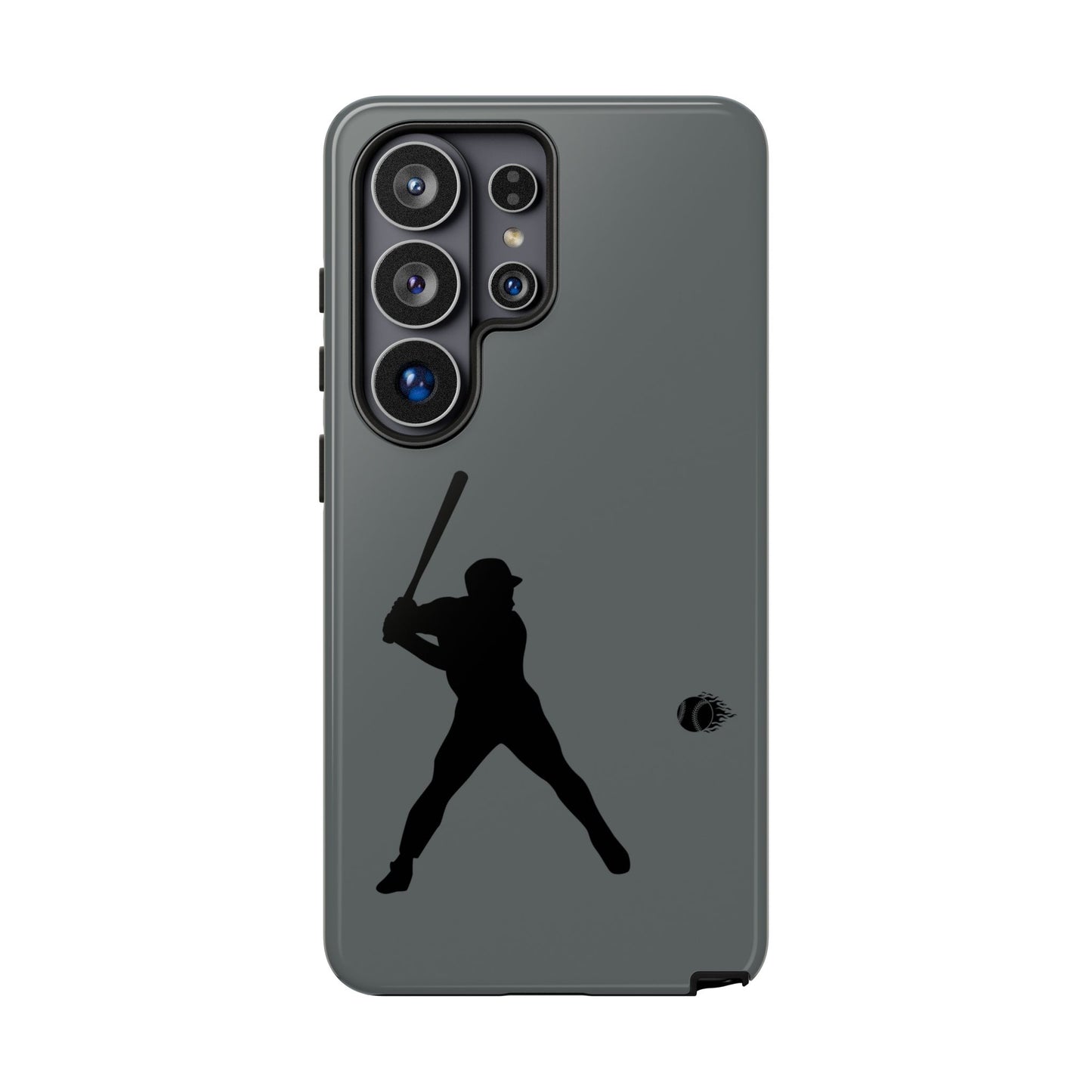 Black baseball silhouette tough phone case for iPhone, protective sporty design by Printify with rugged edges and graphic print.