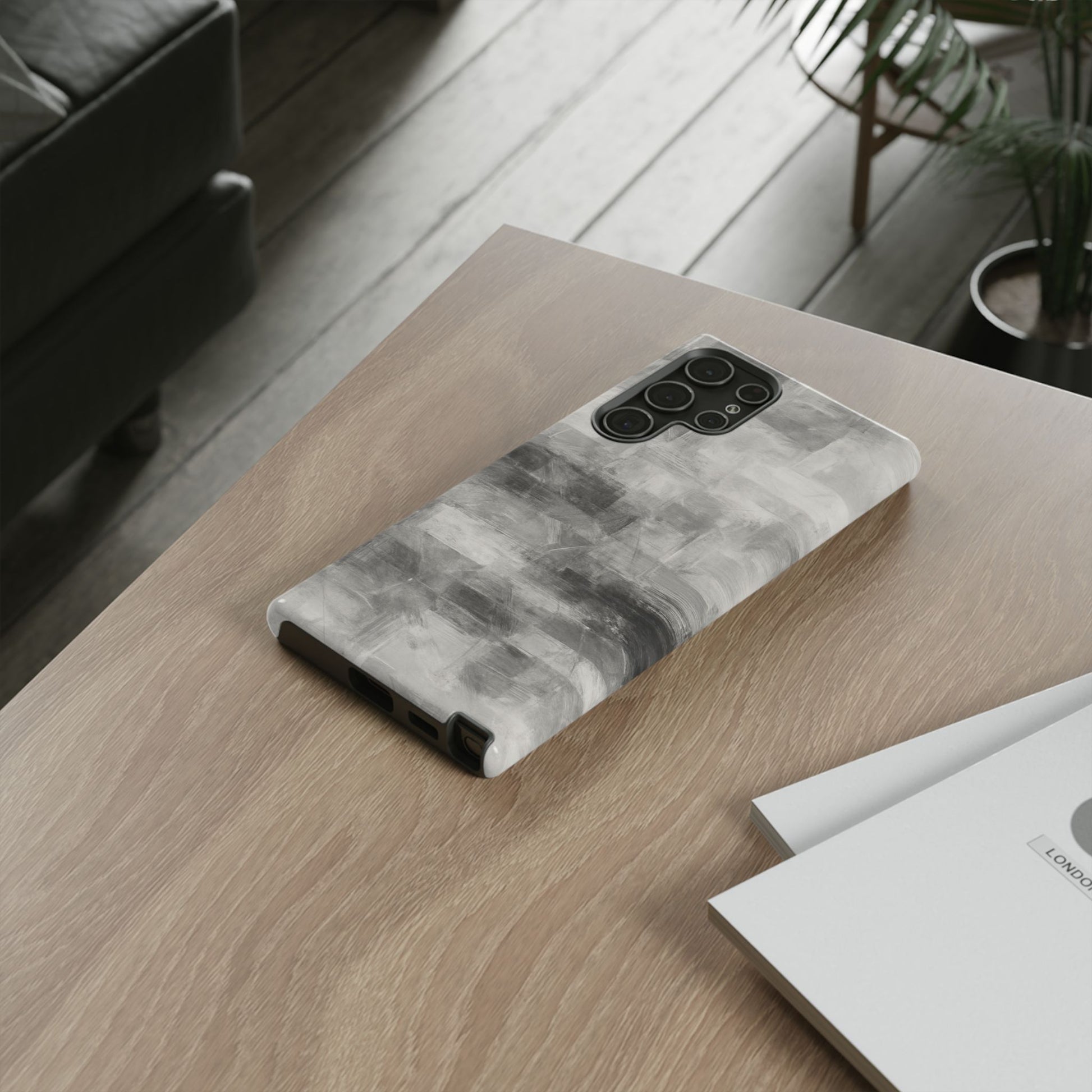 Abstract gray grid phone case for iPhone, tough protective cover with modern design by Printify.