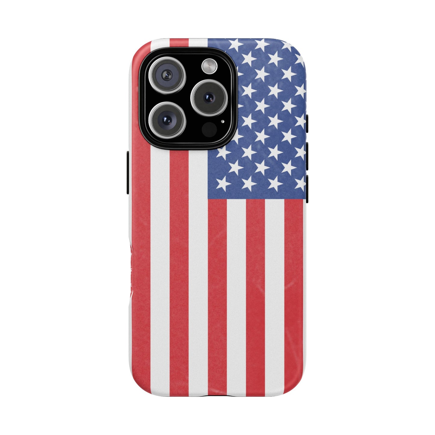 Durable American flag tough phone case for iPhone, patriotic design with rugged protective features, by Printify.