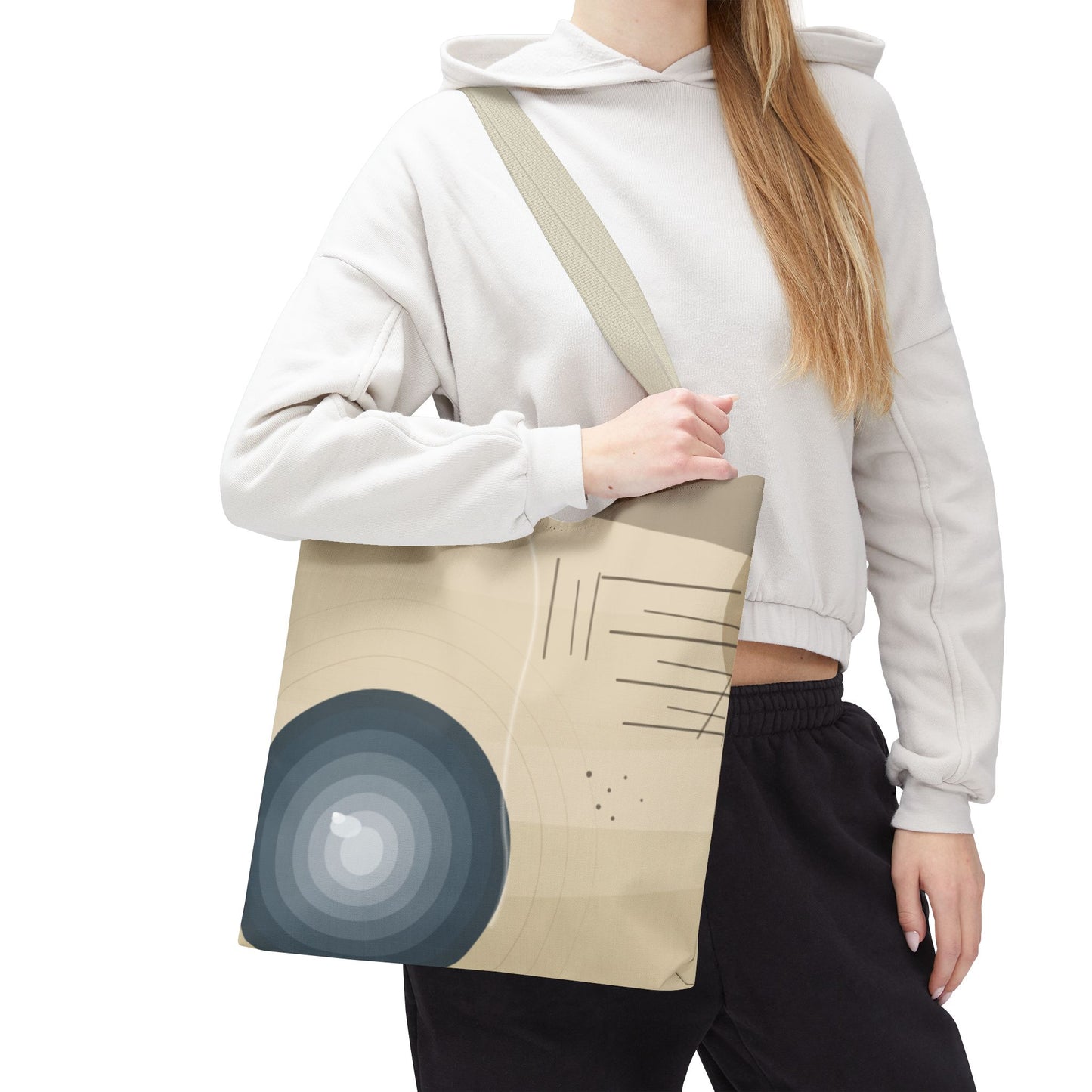 Abstract Neutral Waves Tote Bag | Geometric Circle Pattern