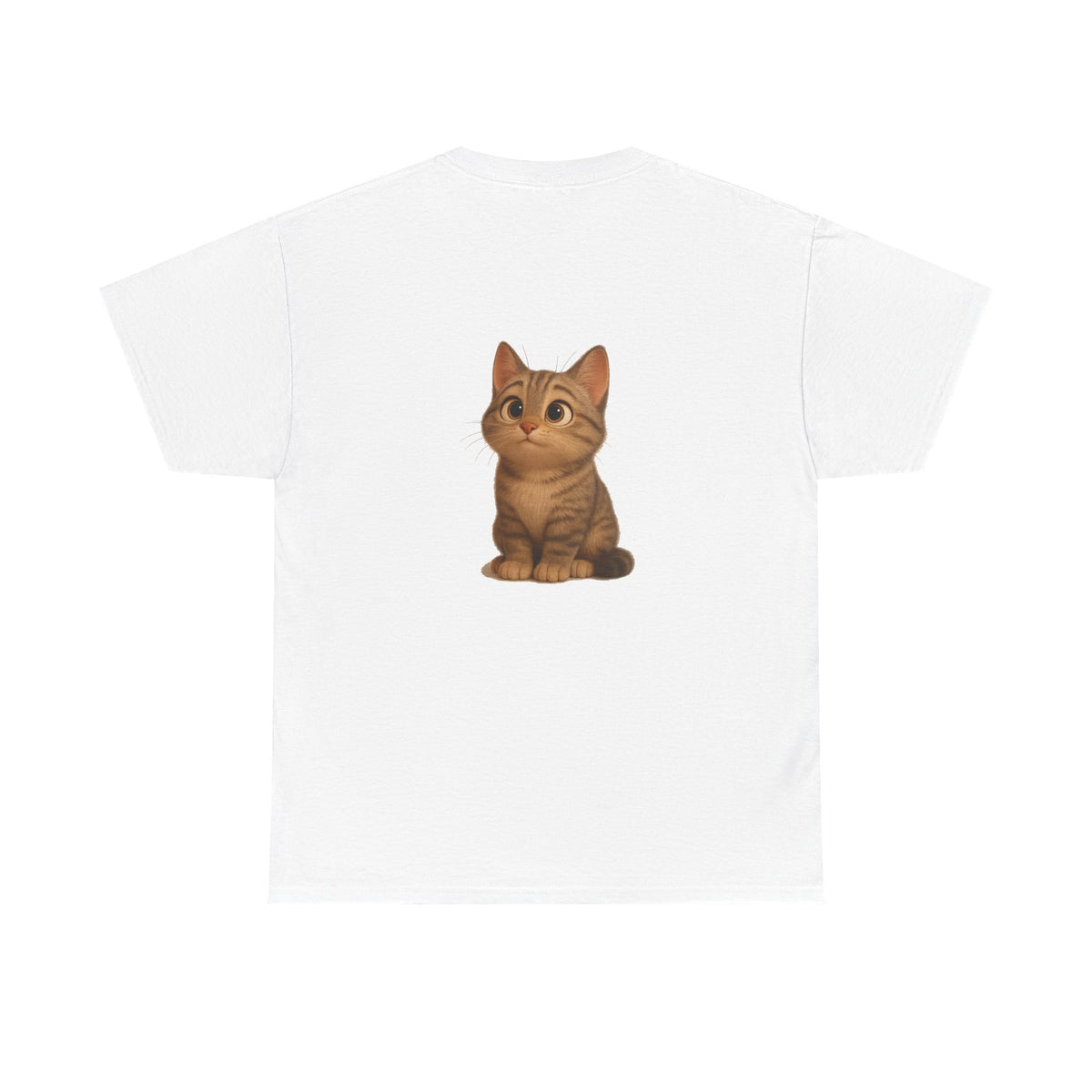 Brown kitten graphic T-shirt for cat lovers, featuring a cute cat print on a comfortable cotton tee by Printify.