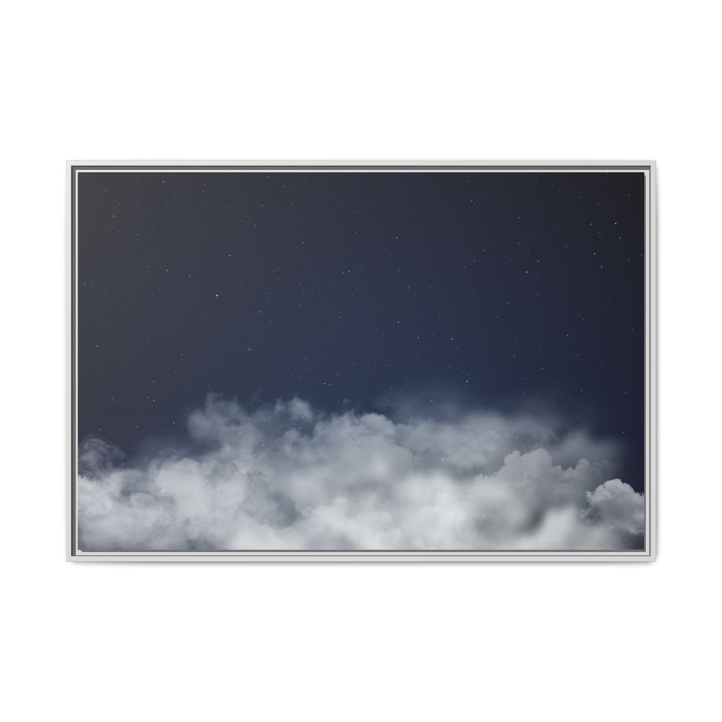 Framed night sky clouds matte canvas wall art featuring starry sky scene by Printify, ideal for celestial-themed decor.