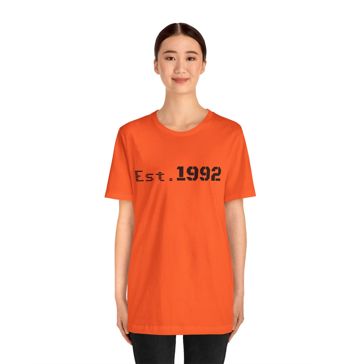 Retro vintage Est. 1992 T-shirt by Printify featuring a classic birth year design on soft cotton fabric.