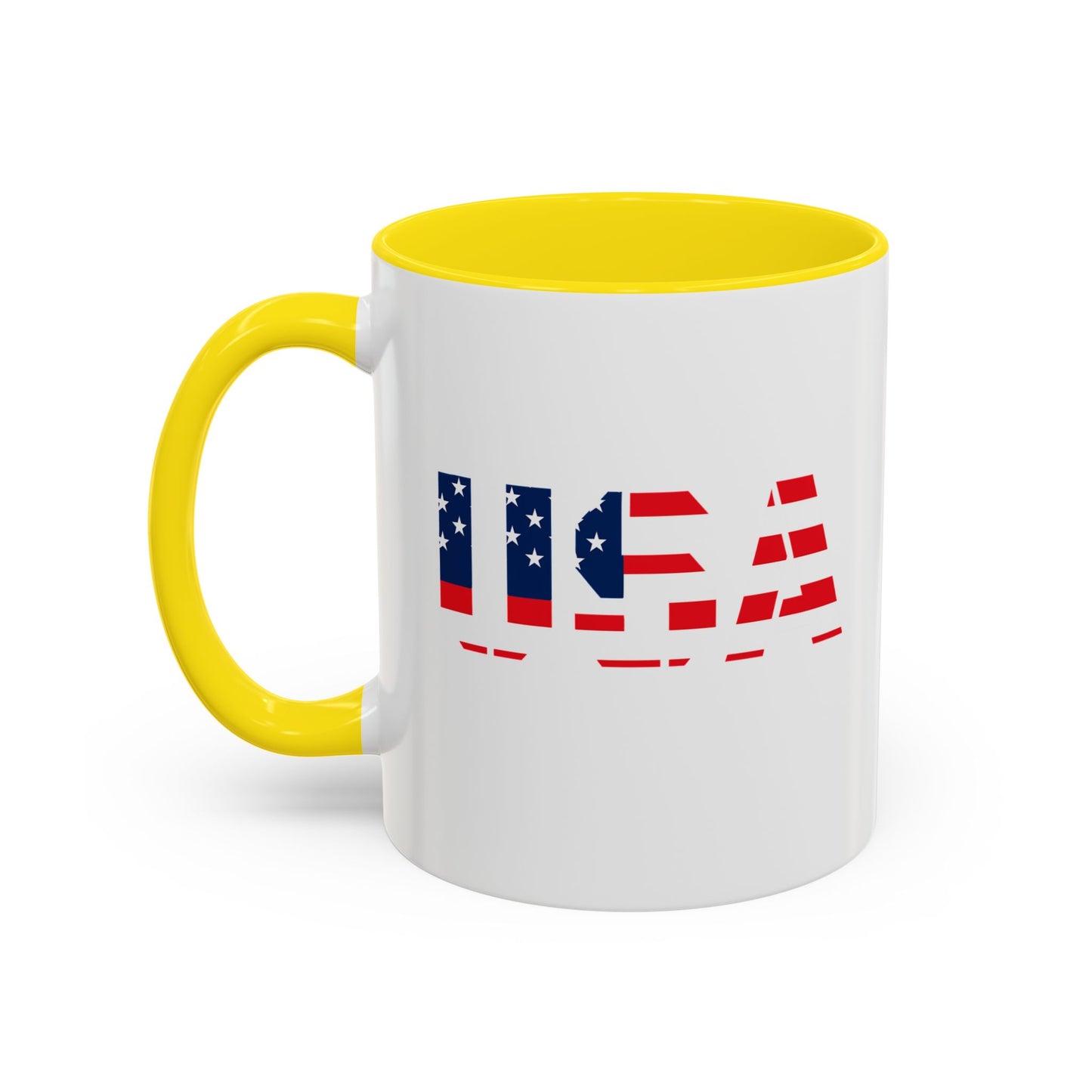 USA Flag Accent Coffee Mug — Patriotic 11/15oz Ceramic Coffee Cup