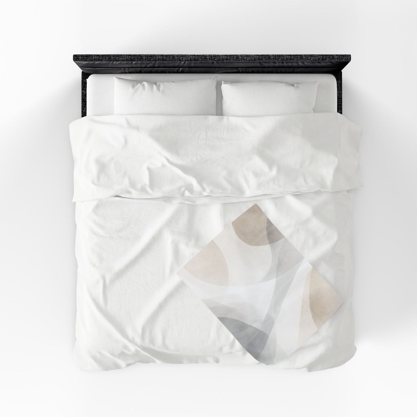 Neutral Abstract Shapes Velveteen Plush Blanket | Minimal Geometric Throw