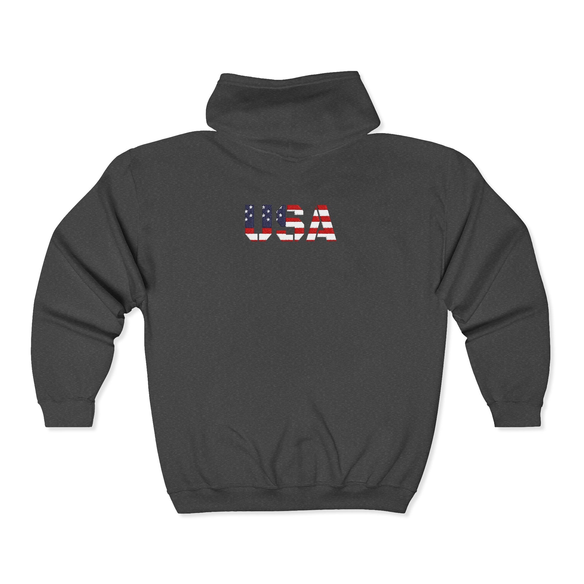 USA Flag Full Zip Hoodie - Unisex Sweatshirt for Independence Day, Patriotic Apparel, Casual Wear, Gifts for Veterans - TRV