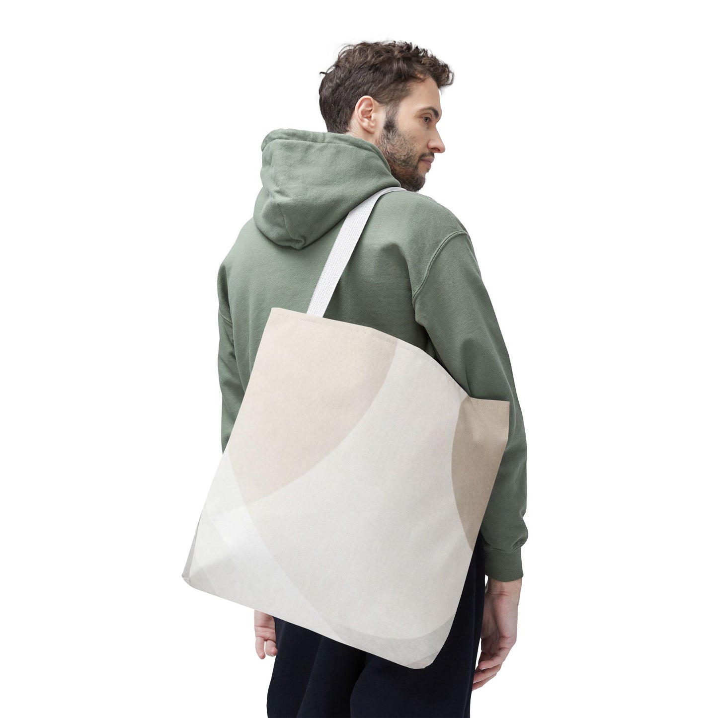 Neutral Abstract Geometric Tote Bag | Minimal Beige Shapes