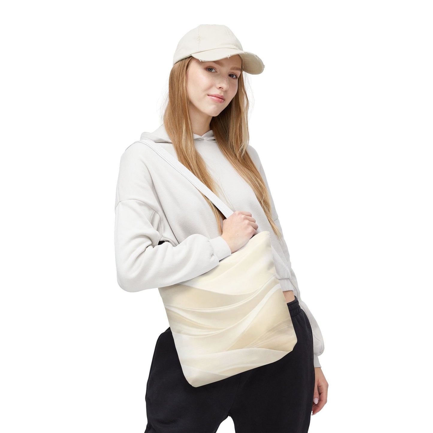 Cream Abstract Waves Tote Bag | Neutral Swirl Pattern