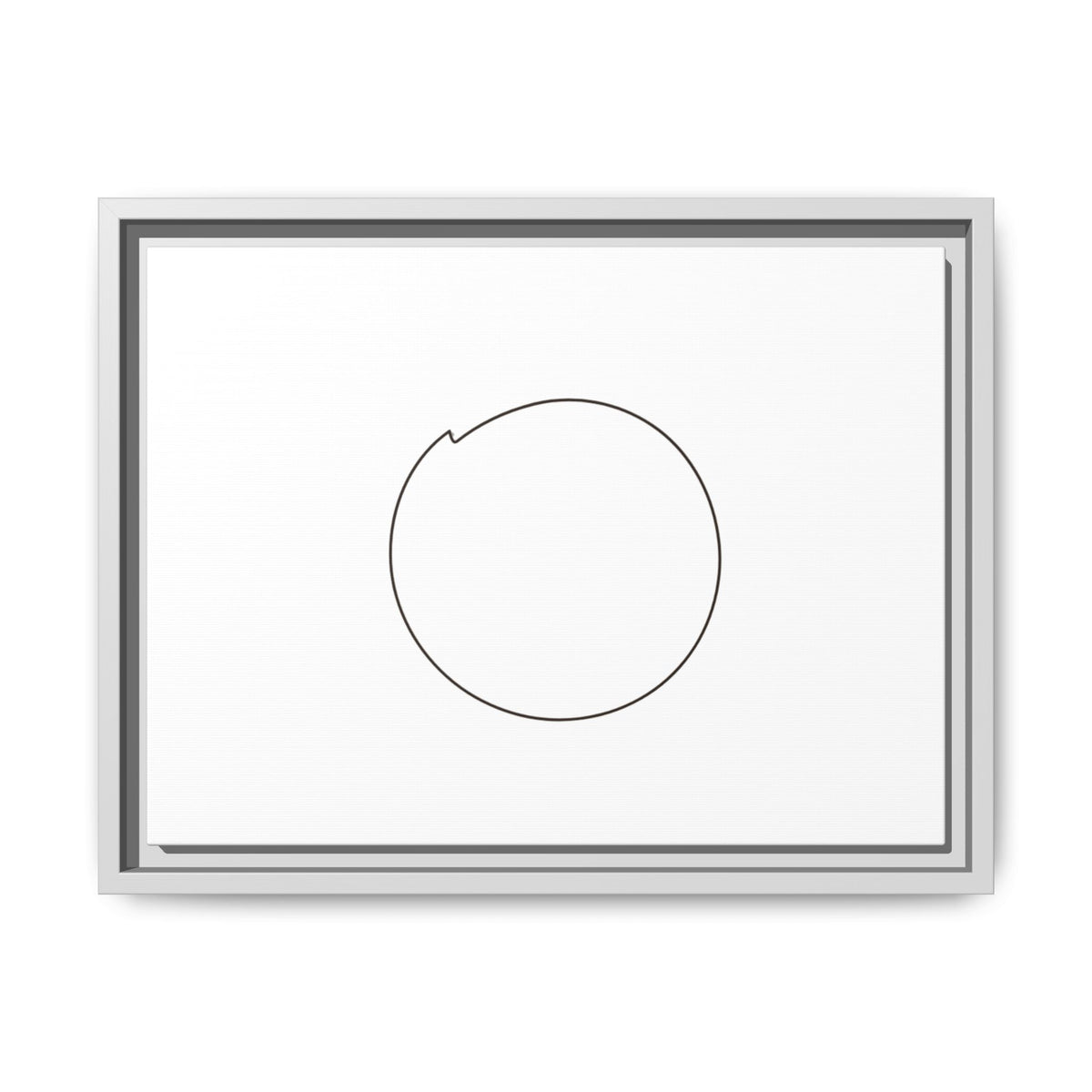 Framed matte canvas wall art featuring a minimal circular line design, designed by Printify for modern home decor.