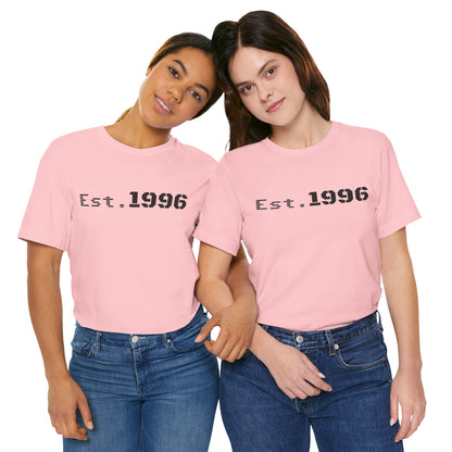 Vintage Est. 1996 T-shirt by Printify featuring a classic design, perfect for birthday gift or casual wear.