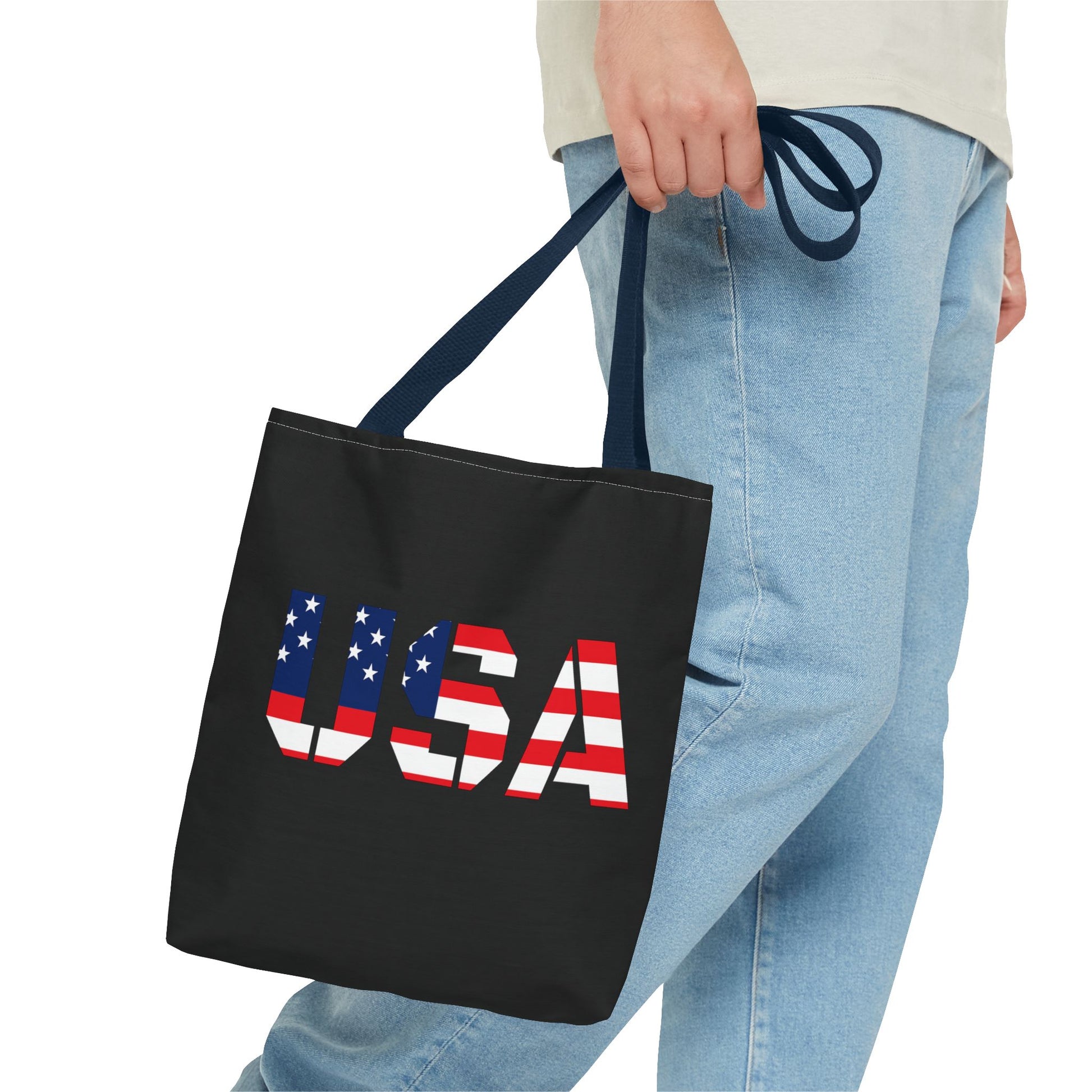 Patriotic USA Print Tote Bag, Reusable Shopping Bag, 4th of July Gift, Summer Carryall, American Flag Style - TRV