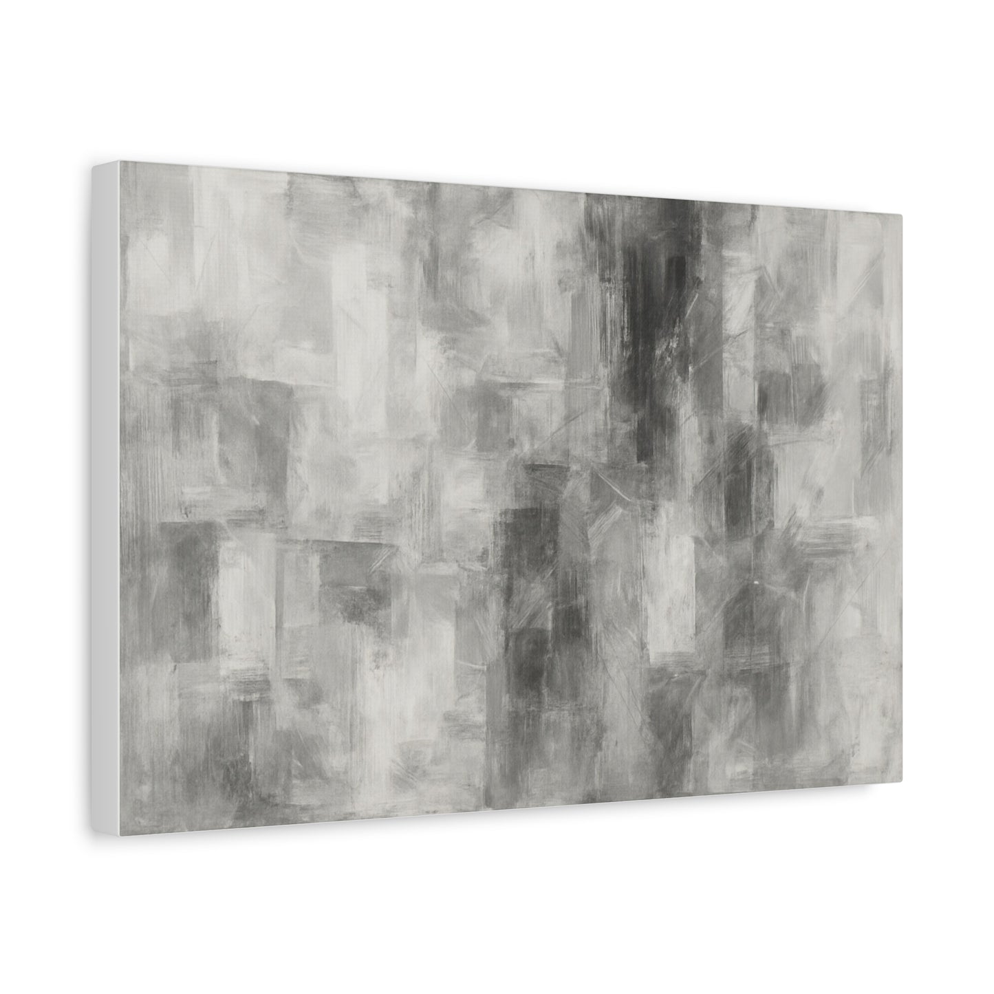Abstract grey brushstroke canvas wall art on neutral matte stretched canvas, modern decor by Printify