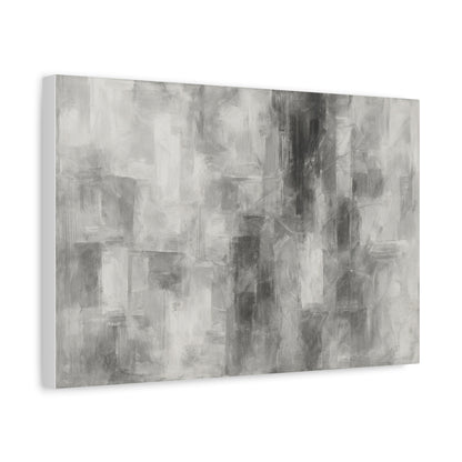 Abstract grey brushstroke canvas wall art on neutral matte stretched canvas, modern decor by Printify