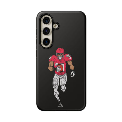 Black football player tough phone case for iPhone, durable protective sports design by Printify