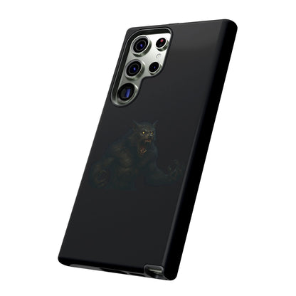Werewolf phone case with dark monster graphic, tough protective design for iPhone or Android, by Printify.