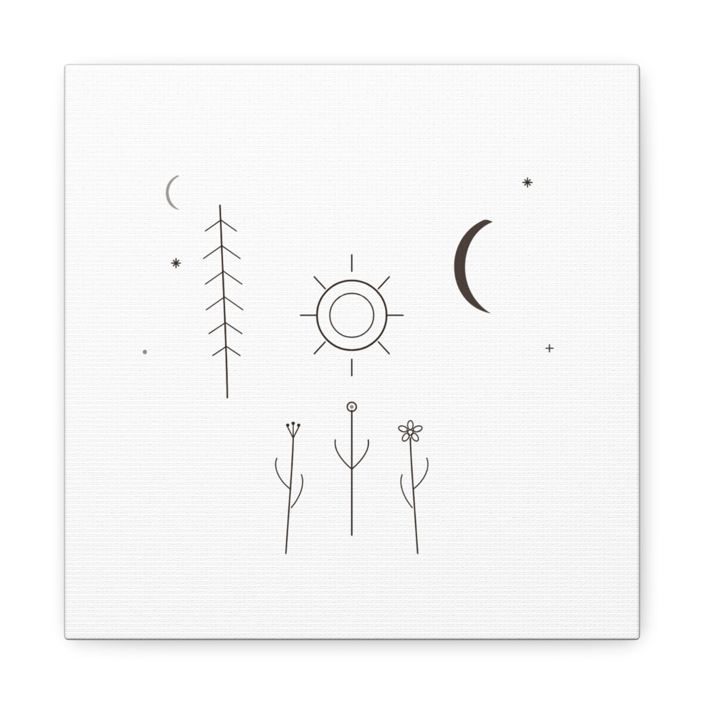 Minimal Sun Moon Botanical Canvas | Stretched Matte Wall Art