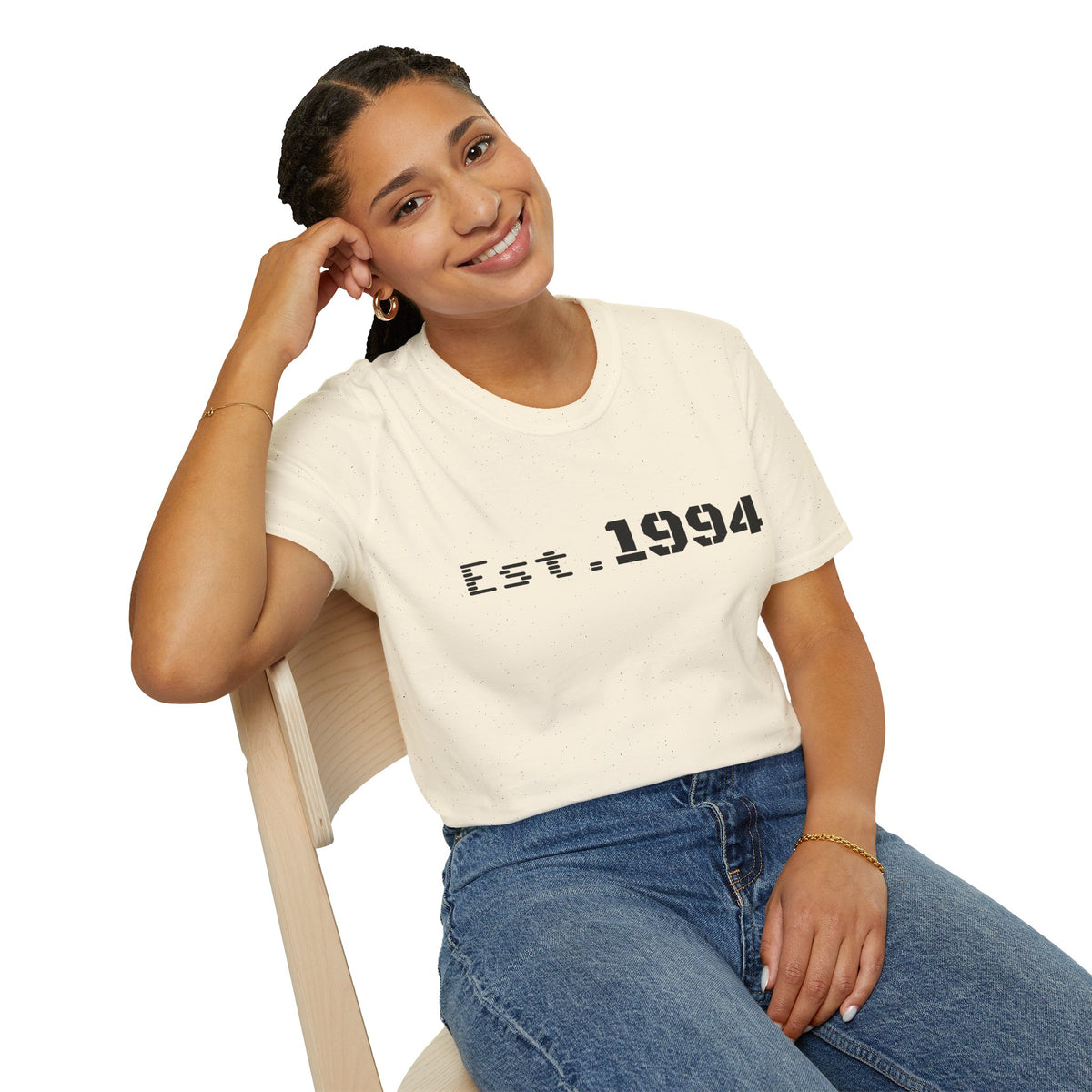 Vintage 1994 Est. graphic T-shirt by Printify featuring bold 1994 design on a casual cotton t-shirt.