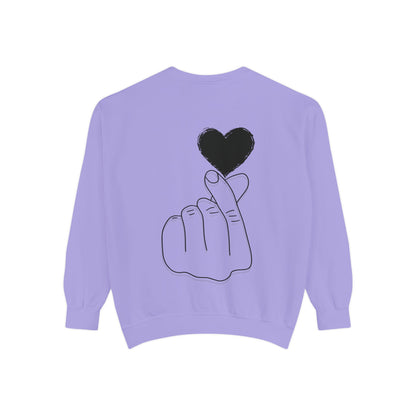 Unisex Garment-Dyed Sweatshirt with Heart Design - Cozy & Stylish